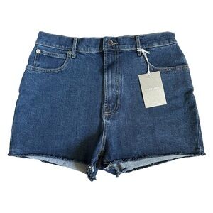 Everlane Way High Rise Size 31 Denim Shorts NWT Dark Wash Classic Cut Offs